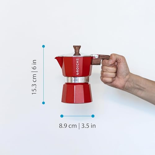 Milano Stovetop Espresso Maker Moka Pot 3 espresso Cup (3 espresso cups / Red)