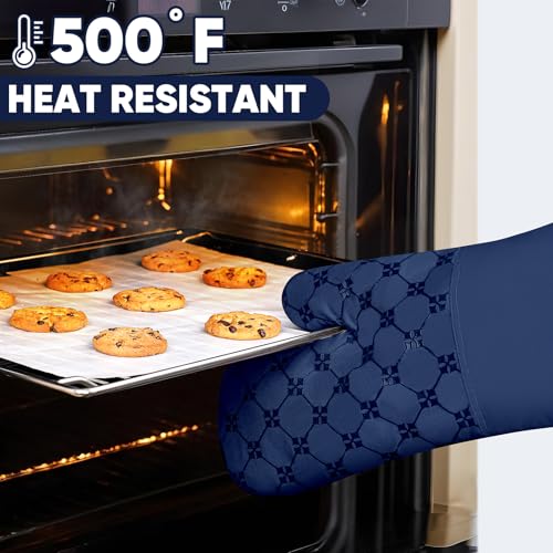 Oven Mitts Kitchen Towels Dishcloths with Pot Holders Sets 12PCS (Marine Blue)