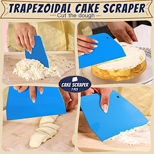 7 Pcs Dough Scraper Bowl Scraper Cutters Cake Icing Scraper Smoother Tool Set