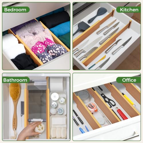 Bamboo Kitchen Drawer Dividers Adjustable Drawer Organizers