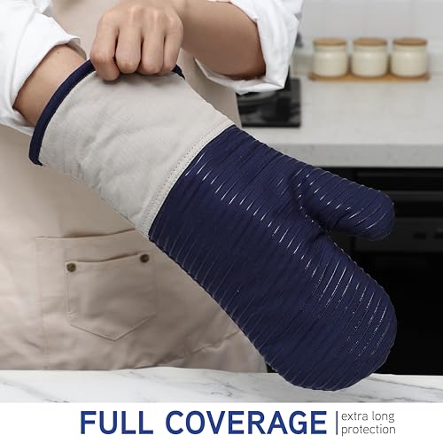 Silicone Oven Mitts (Navy / Material Mitt Set)