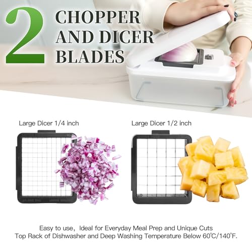 Vegetable Chopper Mandolin Slicer with Container (White)