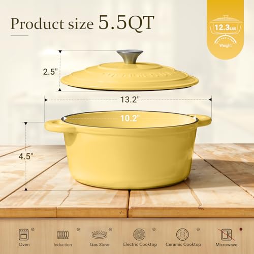 Enameled Cast Iron Dutch Oven (5.5 Quart / Goose Yellow)