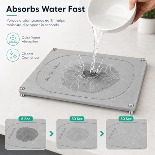 Stone Drying Mat For Kitchen Counter Superb Absorbent Diatomaceous Earth Mats with Non