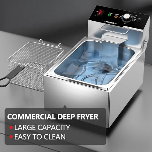 Commercial Deep Fryer Stainless Steel Dual Tank with 2 Baskets Capacity 10L X 2 Electric Countertop Fryer for Restaurant and Home Use