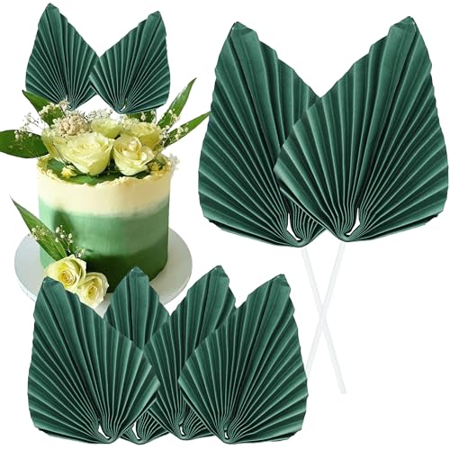 6Pcs Paper Palm Fan Cake Toppers Palm Leaf Fan Cake Topper Palm Spear Leaf Cupcake Toppers Cake Insert Decoration For Cake Decorating Diy Craft Project Home Wedding Party Supplies Gold
