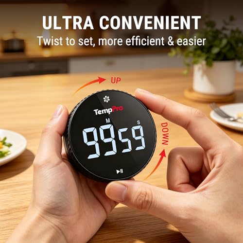 Magnetic Kitchen Timers for Cooking (Digital Timer with Knob)