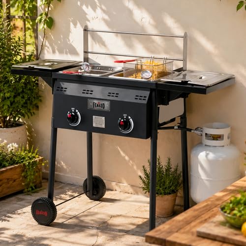 Fish Fryer Set & Cart for Outdoor Cooking