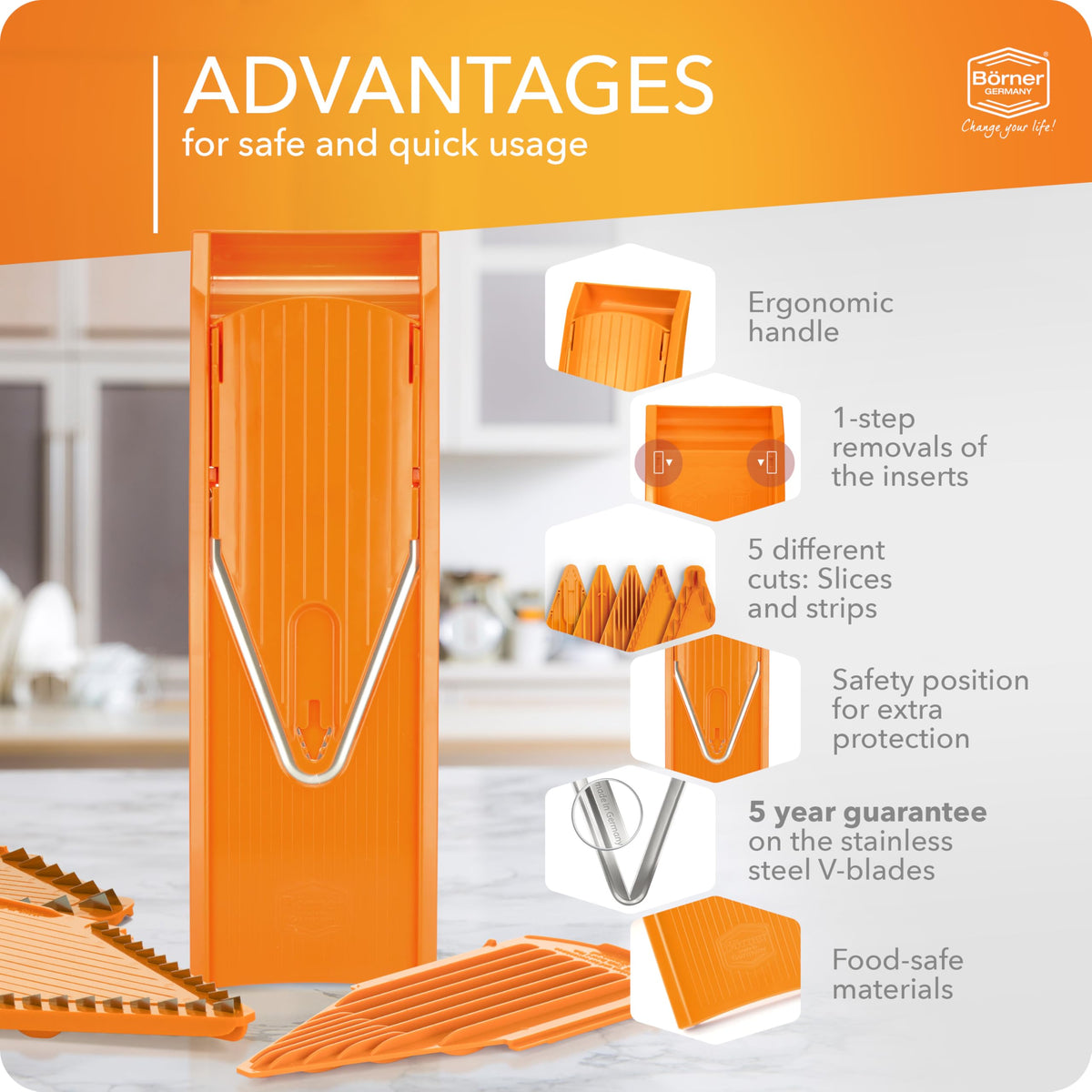 Mandoline Food Slicer Börner V1 (Orange)