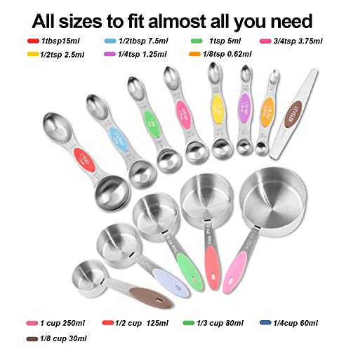 Measuring Cups and Magnetic Measuring Spoons Set (Multi-colour)