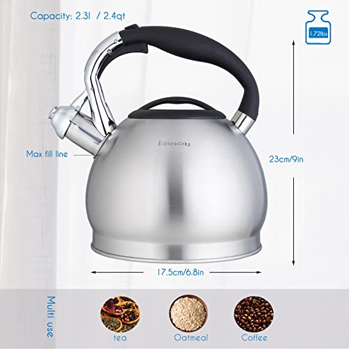 Whistling Stovetop Tea Kettle Food Grade Stainless Steel Hot Waster Tea Pot With Loud Whistle