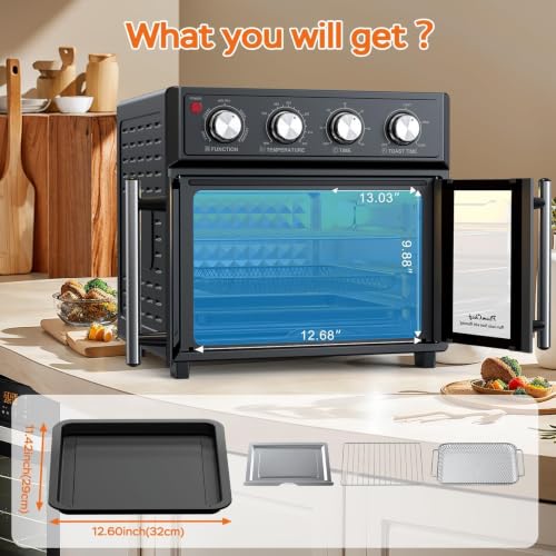 PlumChef 27.5 Quart Extra Large 6 Slices Air Fryer Convection Toaster Oven