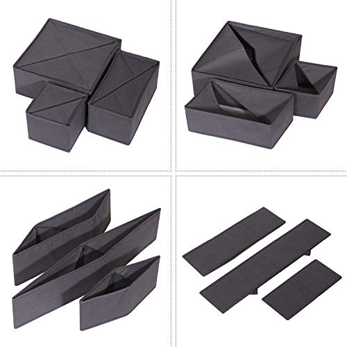12 Pack Foldable Closet Dresser Drawer Organizer Fabric Baskets Containers for Clothes Underwear Socks Clothing 444