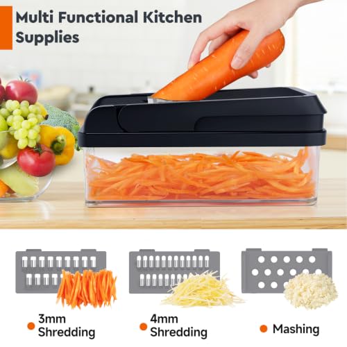 15-in-1 Vegetable Chopper, Food Veggie Chopper With Container (Gray / 10 blades)