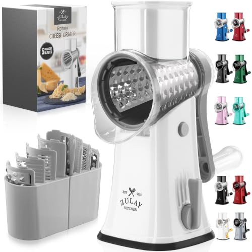 Rotary Cheese Grater 5 Blade With Reinforced Suction Base