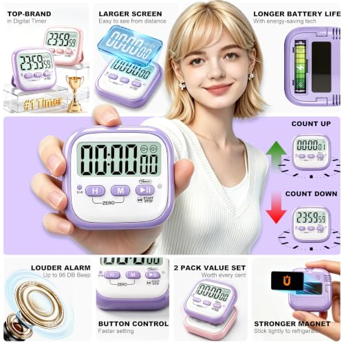 2 Pack Classroom Timers for Kids Teachers (2* Pink & Purple ( Girls Favorite ))