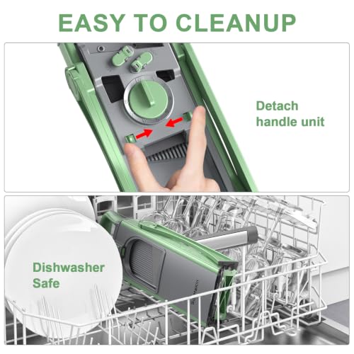 Safe Mandoline Slicer Plus for Kitchen Adjustable Vegetable Slicer (Green)
