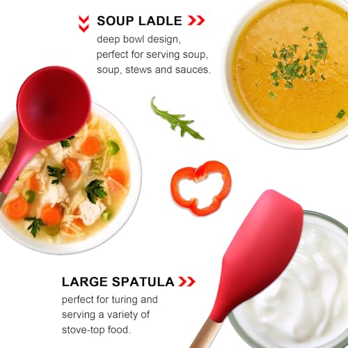 Silicone Cooking Utensils Set 5Pcs Non (Standard 5-Piece Set / Red)