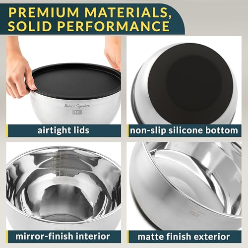 Stainless Steel Mixing Bowls with Lids Set