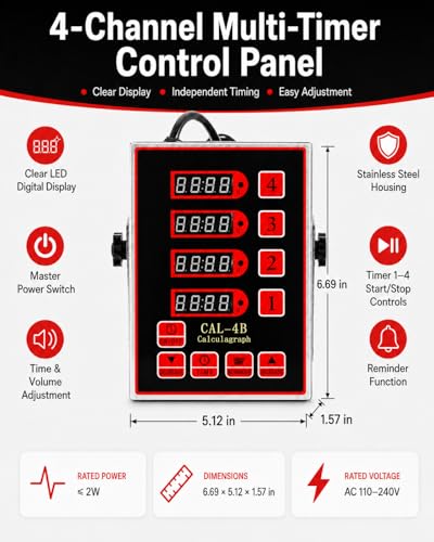 Commercial 4 Channels Digital Kitchen Timer (4 Channel)