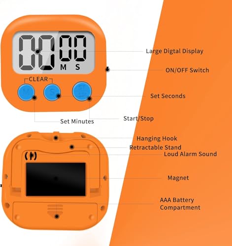 12 Pack Small Digital Kitchen Timer Magnetic Back and ON