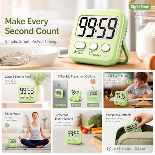2 Pack Digital Timer for Kids Classroom Kitchen Timers for Cooking (2 * Amazing Macaron ( 98%+choice for Kids ))