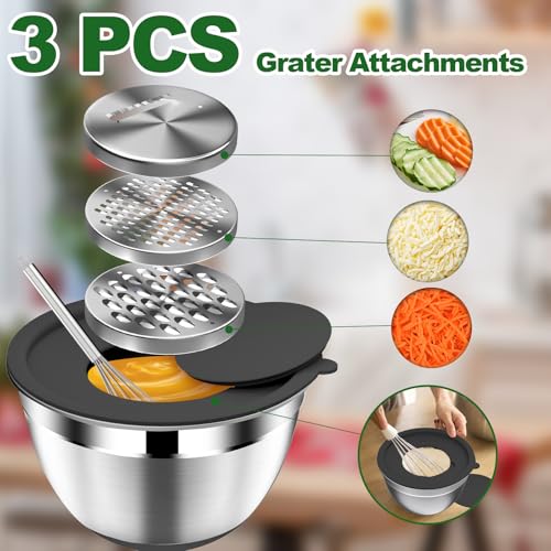 Mixing Bowls with Lids Set (16PCS Black W Nonslip Bottom)