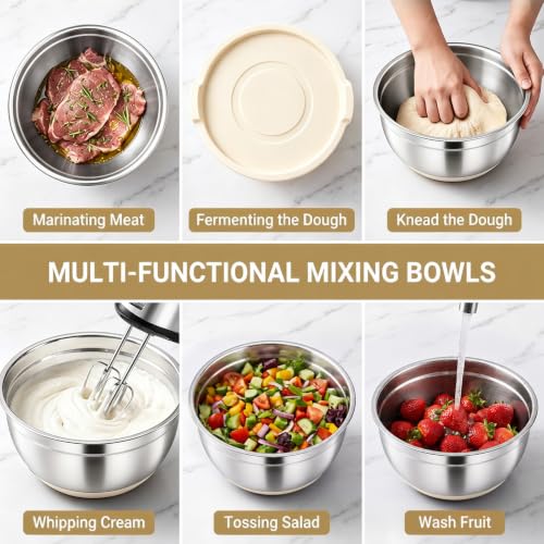 21 PCS Khaki Mixing Bowls with Lids Set (21Pcs khaki Mixing Bowls)