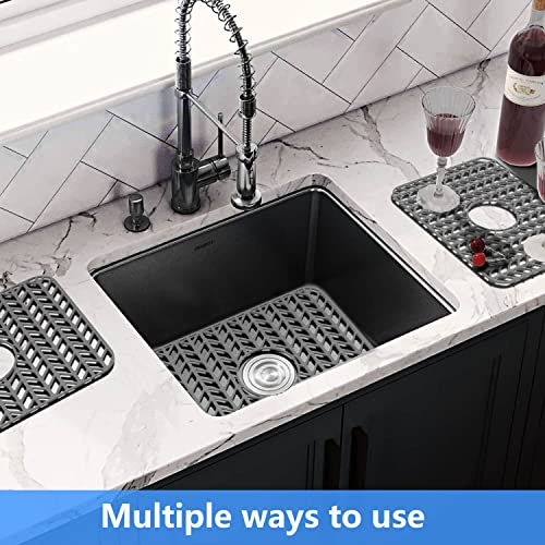 Sink Protectors for Kitchen Sink16.2"x 12.5"Center Silicone Sink Mat (16.4"x12.5" / Gray)
