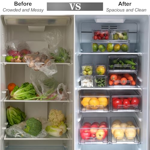 Refrigerator Organizer Bins with Pull
