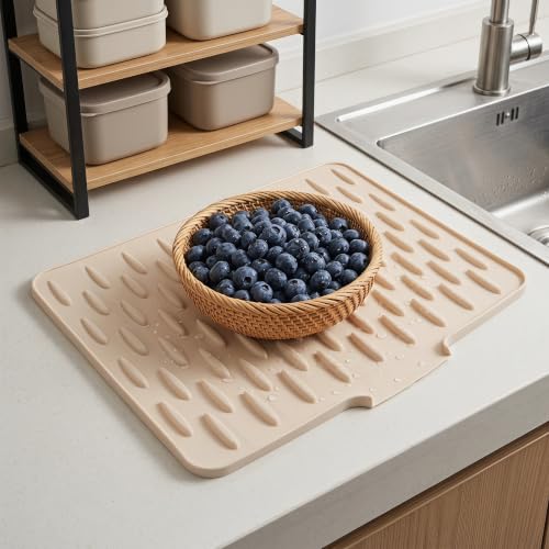 3pcs Large Silicone Dish Drying Mat Sloped Drainage for Counter