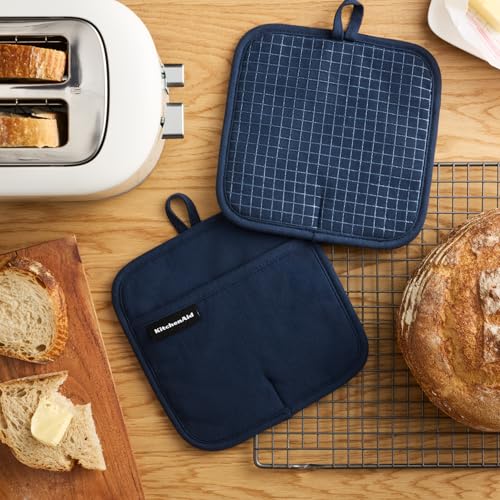 Gourmet Series Gridlines Pot Holders 2 (Ink Blue)