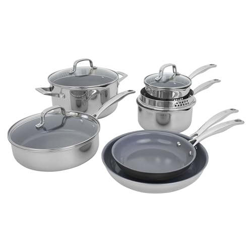 Clad H3 10 pc Induction Ceramic Nonstick Pot and Pan Set (Ceramic / 10-pc - Clad H3)