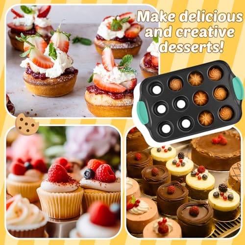 3 Pack Mini Cheesecake Pans Removable Bottom 12 Cavity