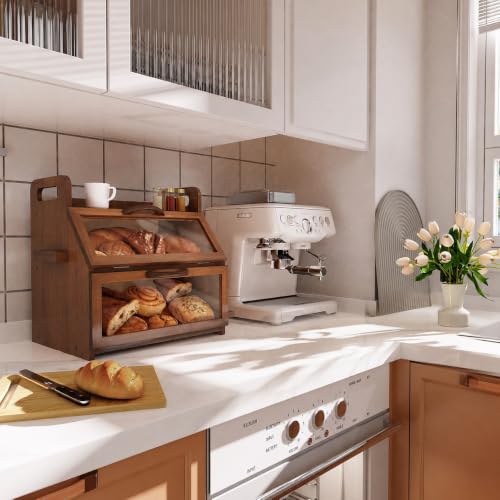 Bread Box for Kitchen Countertop (Amber)