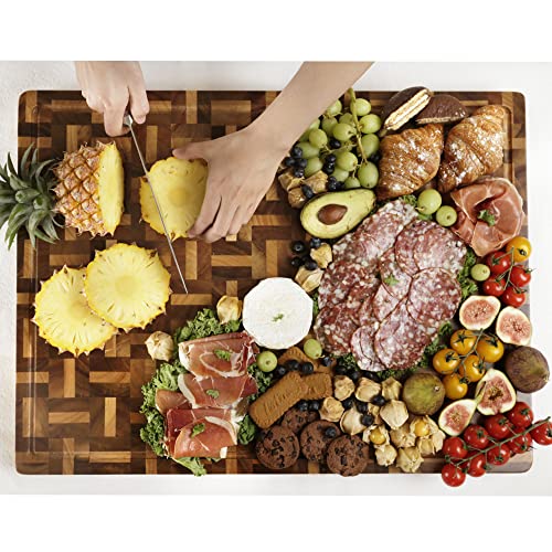 Cutting Board XXL Large End Grain Acacia Wood Mixed With Oak (Acacia XXL)