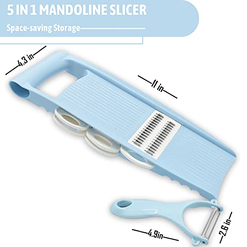 Mandoline Slicer for Kitchen slicer vegetable cutter 5 In 1 veggie slicer Potato Slicer waffle fry cutter Hot Swap Mandolin with Peeler for Vegetables Mult Colour
