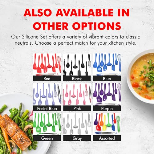 Premium Silicone Kitchen Tool and Utensil Set (9 Piece Set / Purple)