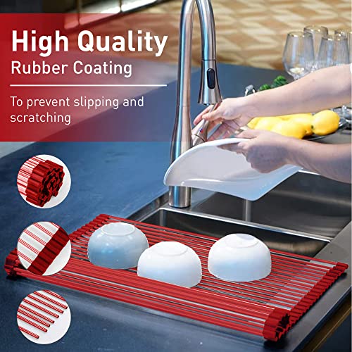 Over Sink Dish Drying Rack (Red / Medium)