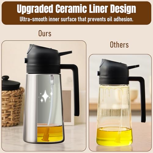 Olive Oil Sprayer for Cooking (Stainless steel-Black)