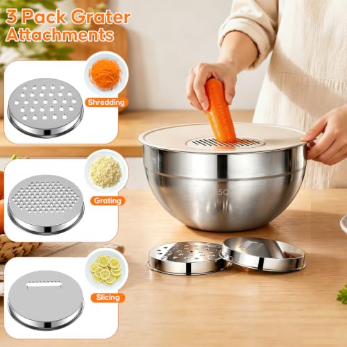 Stainless Steel Mixing Bowls with Lids Set (4 Pack)