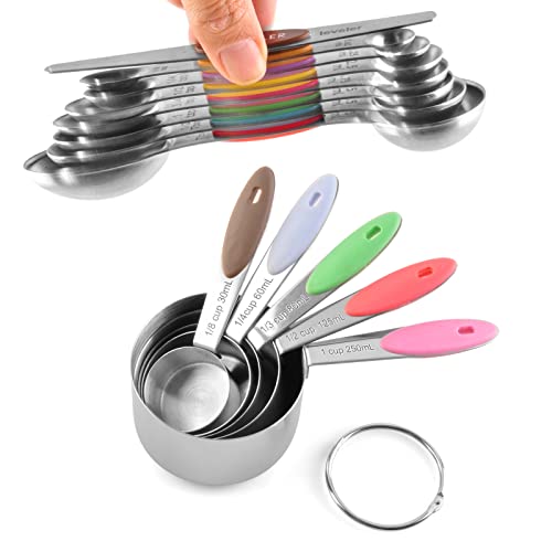 Measuring Cups and Magnetic Measuring Spoons Set (Multi-colour)