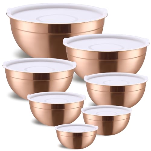 Rose Gold Mixing Bowls with Airtight Lids (Rose Gold / 7 Pieces)
