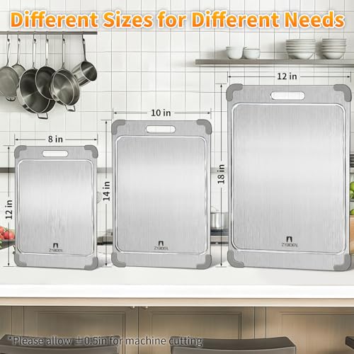 3Pcs 100% Pure Titanium Cutting Board with Grooves