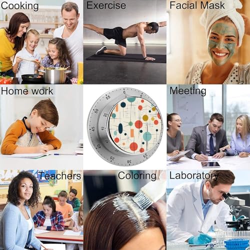 Kitchen Timers for Cooking Modern Mid Century Printed Stainless Steel Timer Mechanical Kitchen Timer for Kitchen