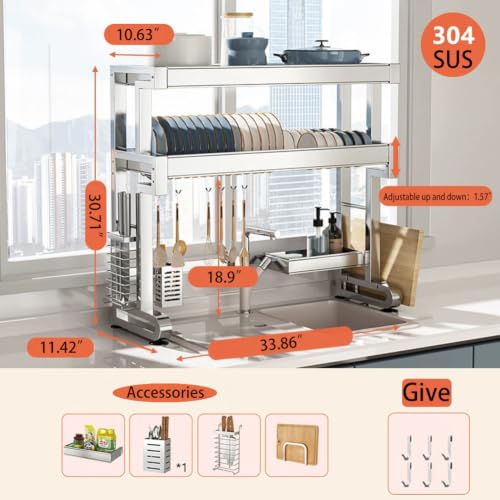 Over the Sink Dish Drainer Drying Rack 3 Tier