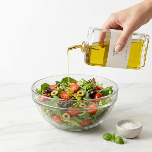 Glass Olive Oil Dispenser Bottle Set for Kitchen (Gold / 350ml, Set of 2)