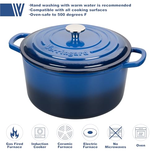Enameled Cast Iron Dutch Oven Pot with Lid (6 QT / Blue)