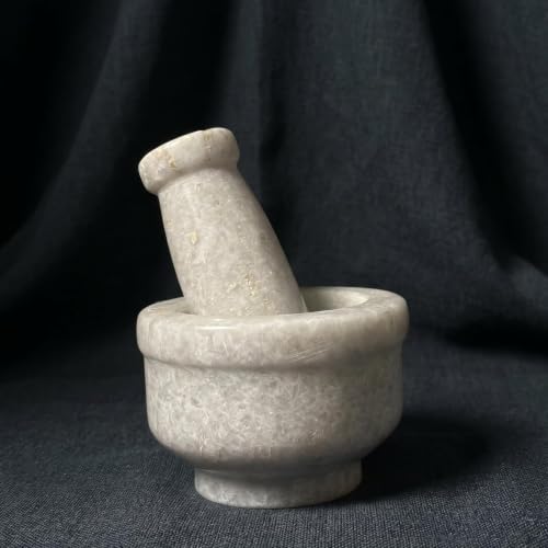 Marble Granite Mortar and Pestle Set 4 Inch (Kundi White Marble / 4 Inch)