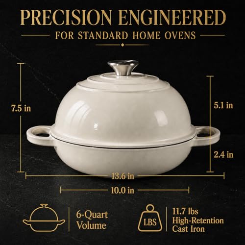 6QT Dutch Oven For Bread Baking (Ivory white)